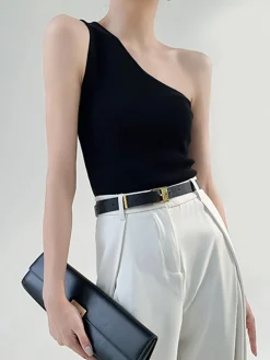 Best Solid One Shoulder Top Tank Tops & Camis|Tops