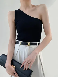 Best Solid One Shoulder Top Tank Tops & Camis|Tops