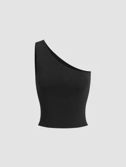 Best Solid One Shoulder Top Tank Tops & Camis|Tops