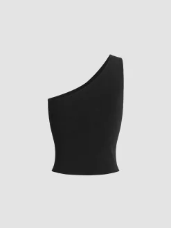 Best Solid One Shoulder Top Tank Tops & Camis|Tops