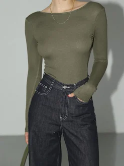 Sale Solid Open Back Bodysuit Bodysuits|Bodysuits