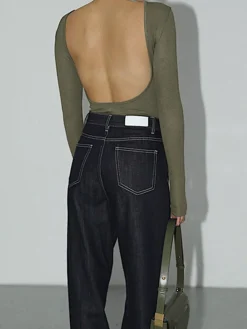 Sale Solid Open Back Bodysuit Bodysuits|Bodysuits