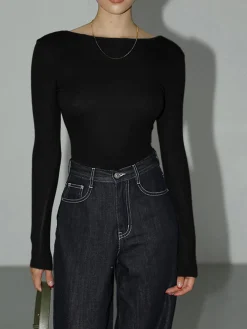 Sale Solid Open Back Bodysuit Bodysuits|Bodysuits