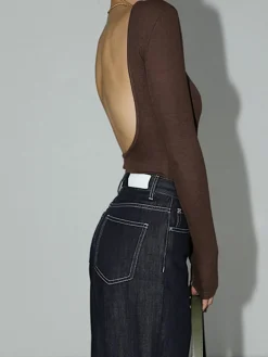 Sale Solid Open Back Bodysuit Bodysuits|Bodysuits