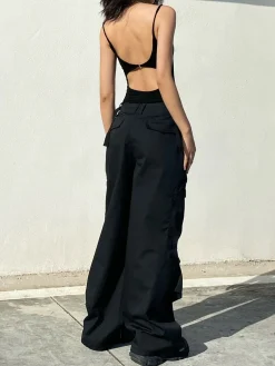 Discount Solid Open Back Cutout Clip Bodysuit Bodysuits|Bodysuits