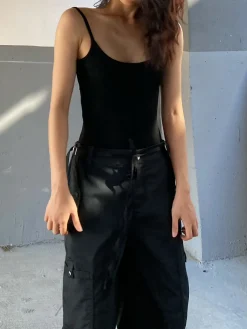 Discount Solid Open Back Cutout Clip Bodysuit Bodysuits|Bodysuits