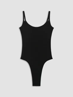 Discount Solid Open Back Cutout Clip Bodysuit Bodysuits|Bodysuits