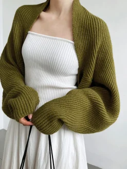 New Solid Open-Front Shrug Sweater Cardigans|Sweaters & Cardigans