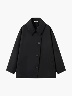 Solid Oversized Pocket Button Coat Outerwear|Coats