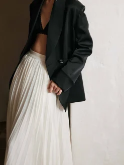 New Solid Pleated Maxi Skirt Skirts|Bottoms