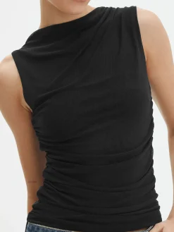 Solid Pleated Tank Top Tank Tops & Camis|Tops
