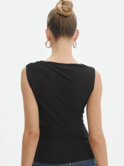 Solid Pleated Tank Top Tank Tops & Camis|Tops