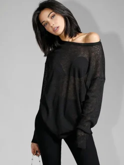 Clearance Solid Sheer Long Sleeve Top T-shirts|Tops