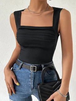 Hot Solid Square Neck Cami Top Tank Tops & Camis|Tops