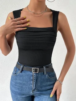Hot Solid Square Neck Cami Top Tank Tops & Camis|Tops