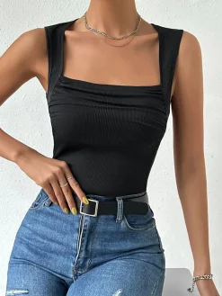 Hot Solid Square Neck Cami Top Tank Tops & Camis|Tops
