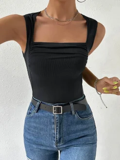 Hot Solid Square Neck Cami Top Tank Tops & Camis|Tops