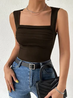 Hot Solid Square Neck Cami Top Tank Tops & Camis|Tops