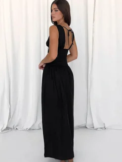 New Solid Tie Knot V Neck Skirt Set Skirt Sets|Long Sleeve Sets