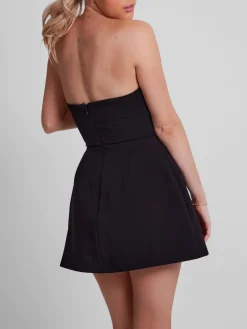 Discount Solid Tube Mini Dress Black Dresses|Casual Dresses