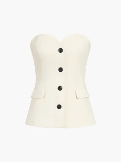 Sale Solid Tube Top With Wide Leg Pants Set Pants Sets|Wide Leg