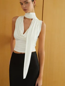 Best Solid Twist Front Sleeveless Blouse Blouses & Shirts|Tops