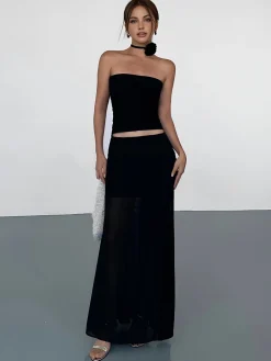 Outlet Solid Two Layer Maxi Skirt Skirts|Bottoms