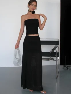 Outlet Solid Two Layer Maxi Skirt Skirts|Bottoms