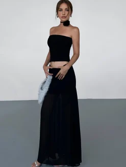 Outlet Solid Two Layer Maxi Skirt Skirts|Bottoms