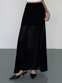 Outlet Solid Two Layer Maxi Skirt Skirts|Bottoms