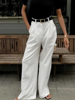 Hot Solid Wide Leg Pants Without Belt Pants|Wide Leg