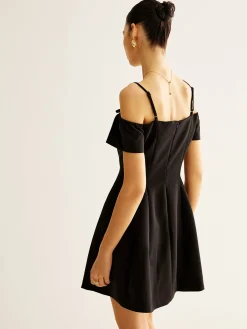 Best Spaghetti Strap Bow Zipper Dress Black Dresses|Cocktail & Party Dresses