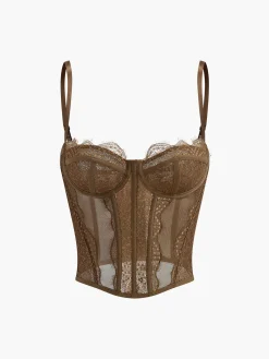 New Spaghetti Strap Lace Corset Corset Tops|Tops