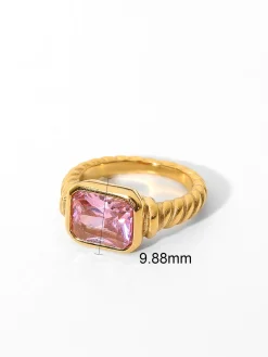 Online Spiral Stainless Gemstone Ring Rings & Bracelets|Accessories