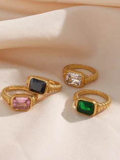 Online Spiral Stainless Gemstone Ring Rings & Bracelets|Accessories