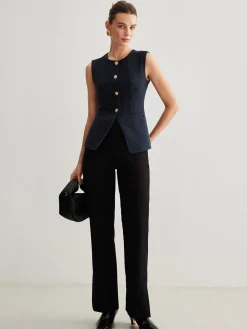 Clearance Split Button Down Slim Vest Outerwear|Vests