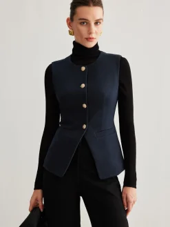 Clearance Split Button Down Slim Vest Outerwear|Vests