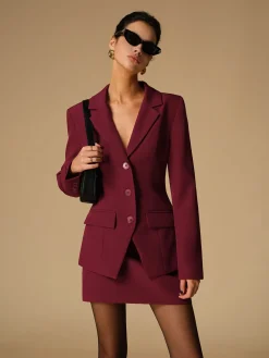 Outlet Split Button Slim Blazer Outerwear|Blazers