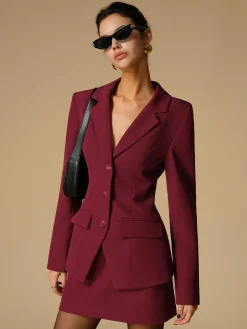 Outlet Split Button Slim Blazer Outerwear|Blazers