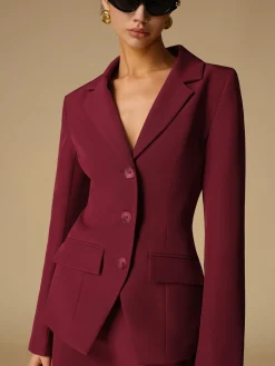 Outlet Split Button Slim Blazer Outerwear|Blazers
