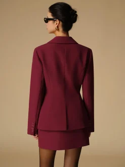 Outlet Split Button Slim Blazer Outerwear|Blazers
