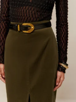 Outlet Split Front Corduroy Skirt Without Belt Skirts|Matching Sets