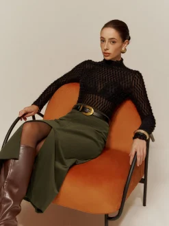 Outlet Split Front Corduroy Skirt Without Belt Skirts|Matching Sets
