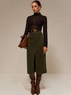Outlet Split Front Corduroy Skirt Without Belt Skirts|Matching Sets