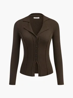 Best Split Piping Slim Knit Top Sweater Tops|Sweaters & Cardigans