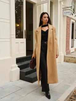 Sale Split Pockets Tweed Coat Outerwear|Coats