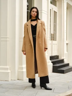 Sale Split Pockets Tweed Coat Outerwear|Coats