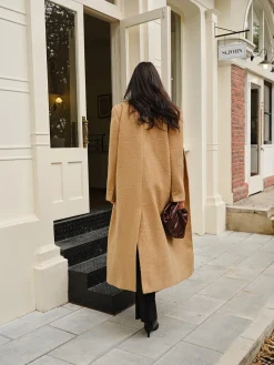 Sale Split Pockets Tweed Coat Outerwear|Coats
