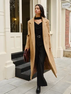 Sale Split Pockets Tweed Coat Outerwear|Coats