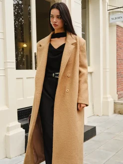 Sale Split Pockets Tweed Coat Outerwear|Coats